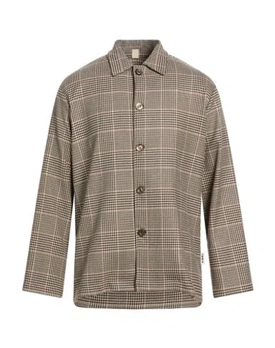 Berna Man Shirt Brown Size Xl Polyester, Viscose, Elastane