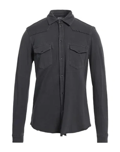 Berna Man Shirt Lead Size M Cotton, Elastane In Grey