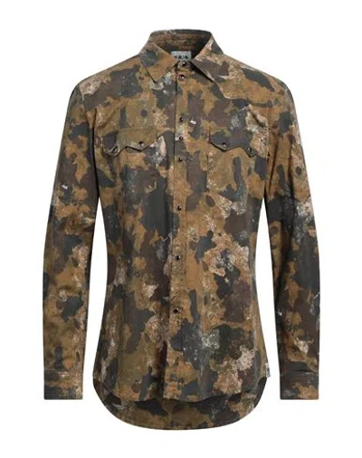 Berna Man Shirt Military Green Size M Cotton, Elastane
