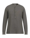 Berna Man Shirt Military Green Size Xl Linen In Green