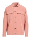 Berna Man Shirt Salmon Pink Size L Polyester, Elastane