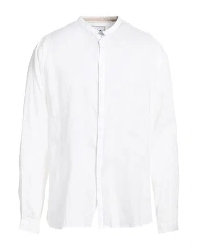 Berna Man Shirt White Size Xxl Linen In Blue