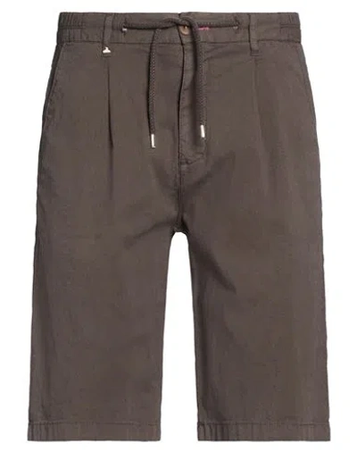 Berna Man Shorts & Bermuda Shorts Chocolate Brown Size 26 Linen, Cotton, Elastane