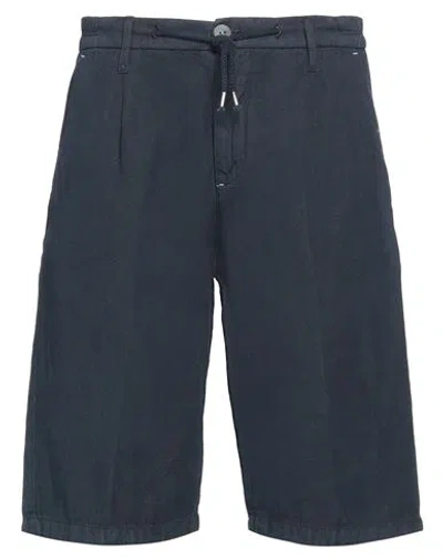 Berna Man Shorts & Bermuda Shorts Midnight Blue Size 28 Cotton, Linen
