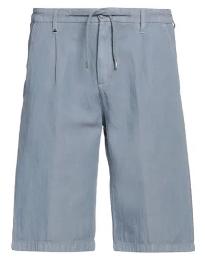 Berna Man Shorts & Bermuda Shorts Slate Blue Size 26 Cotton, Linen