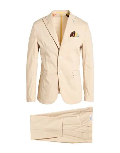 Berna Man Suit Beige Size 36 Cotton, Polyamide, Elastane