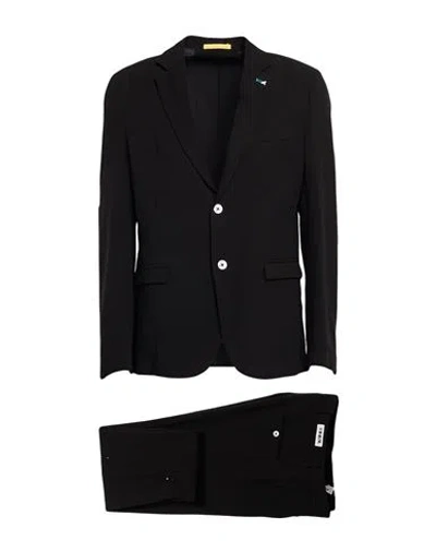 Berna Man Suit Black Size 38 Viscose, Linen