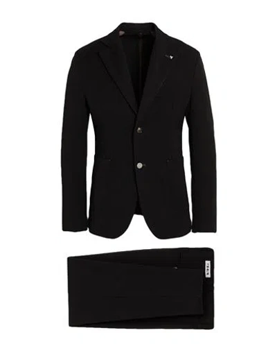 Berna Man Suit Black Size 44 Polyester, Viscose, Elastane In Navy