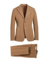 Berna Man Suit Camel Size 42 Polyester, Viscose, Elastane In Beige