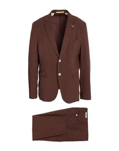 Berna Man Suit Chocolate Brown Size 42 Viscose, Linen