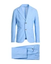 Berna Man Suit Light Blue Size 44 Linen, Cotton In Blue