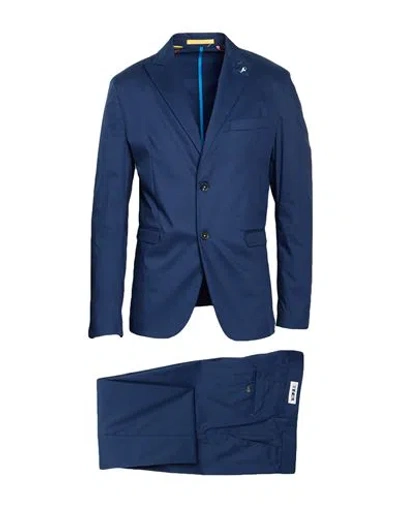 Berna Man Suit Navy Size 38 Cotton, Polyamide, Elastane