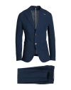 Berna Man Suit Navy Size 48 Linen, Cotton In Blue