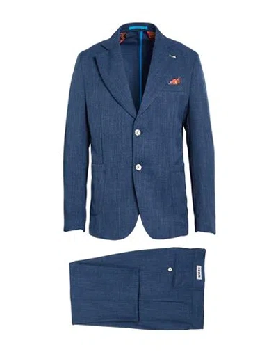 Berna Man Suit Slate Blue Size 46 Polyester