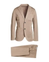 Berna Man Suit Taupe Size 46 Cotton, Elastane In Green