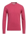 Berna Man Sweater Fuchsia Size 3xl Wool, Polyamide In Pink
