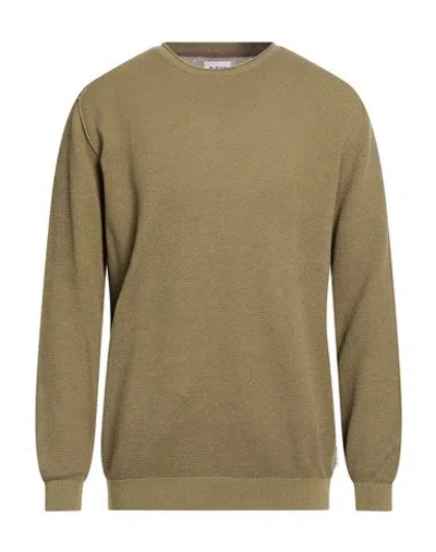 Berna Man Sweater Military Green Size 3xl Cotton In Brown