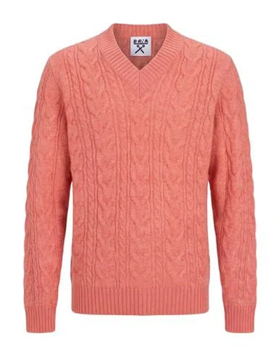 Berna Man Sweater Salmon Pink Size L Wool, Acrylic, Viscose, Polyamide