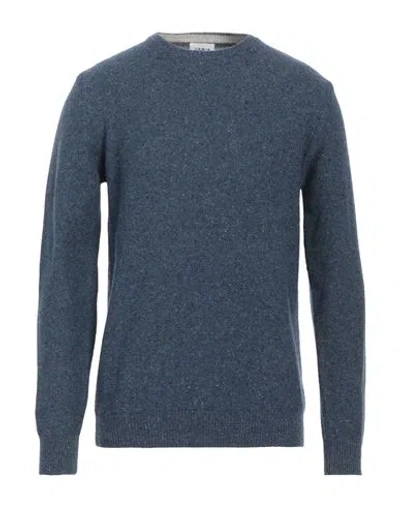 Berna Man Sweater Slate Blue Size L Wool, Silk, Polyamide In Blue