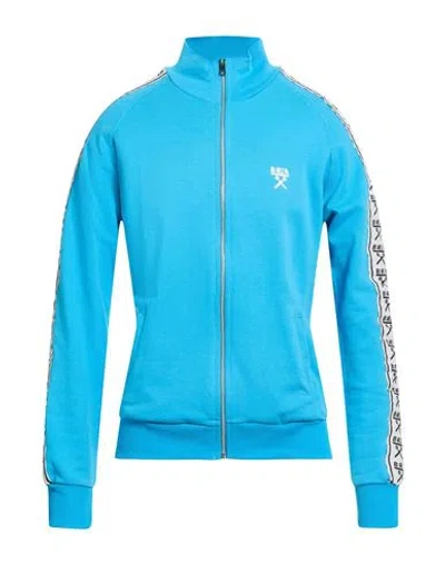 Berna Man Sweatshirt Azure Size L Cotton In Blue