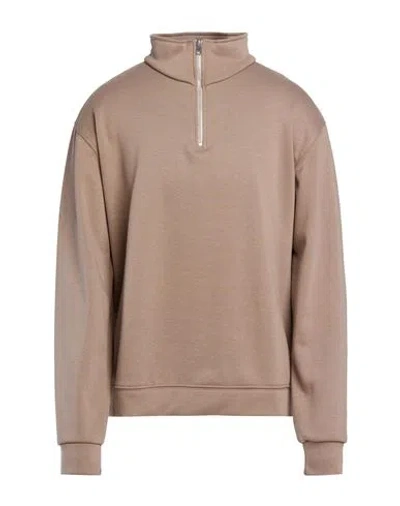 Berna Man Sweatshirt Taupe Size L Polyester, Cotton, Elastane In Brown