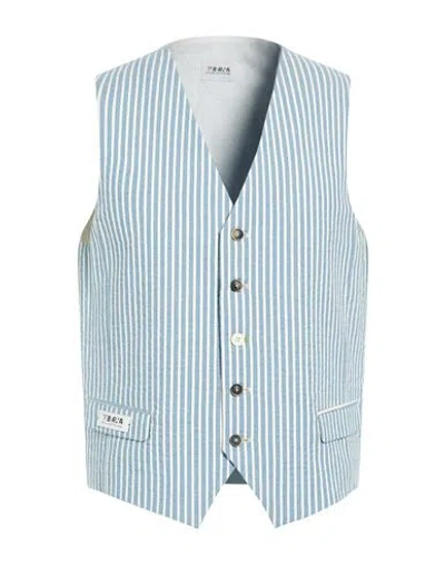 Berna Man Tailored Vest Azure Size 3xl Cotton, Polyester, Elastane In Blue