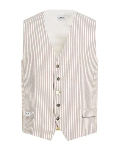 Berna Man Tailored Vest Brown Size Xl Cotton, Polyester, Elastane In Neutral