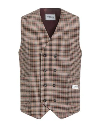 Berna Man Tailored Vest Camel Size 40 Cotton, Polyester In Neutral