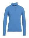 Berna Man Turtleneck Azure Size M Wool, Polyamide In Blue
