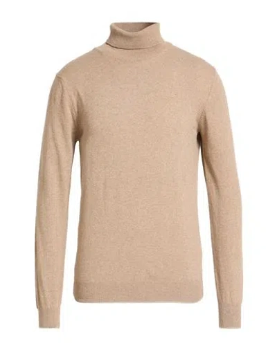 Berna Man Turtleneck Beige Size L Wool, Viscose, Polyamide, Cashmere In Brown
