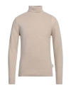 Berna Man Turtleneck Beige Size Xxl Wool, Polyamide