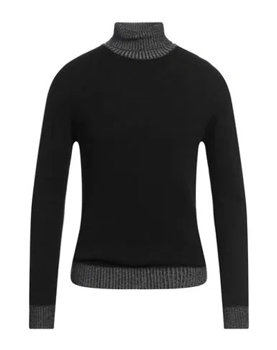 Berna Man Turtleneck Black Size L Wool, Viscose, Polyamide, Cashmere