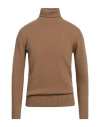Berna Man Turtleneck Camel Size Xl Wool, Polyamide In Beige