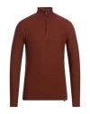 Berna Man Turtleneck Copper Size Xxl Viscose, Nylon In Red