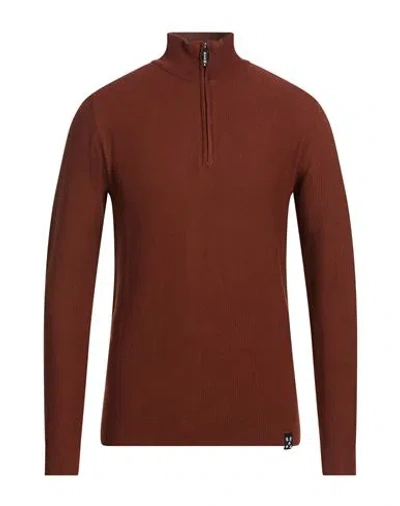 Berna Man Turtleneck Copper Size Xxl Viscose, Nylon In Red