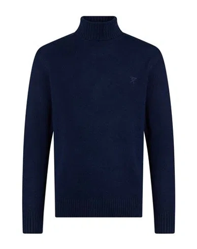 Berna Man Turtleneck Navy Size L Wool, Polyamide In Blue