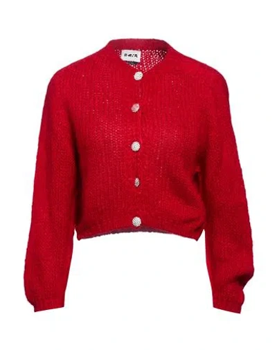 Berna Woman Cardigan Red Size S Acrylic, Polyamide, Mohair Wool, Wool