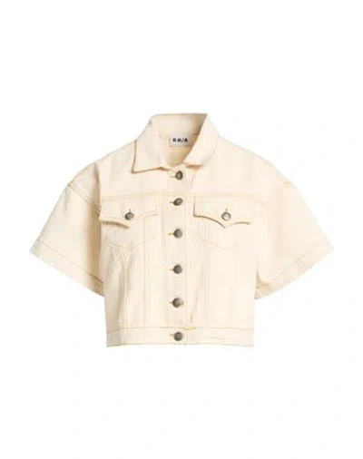 Berna Woman Denim Outerwear Cream Size M Cotton In White