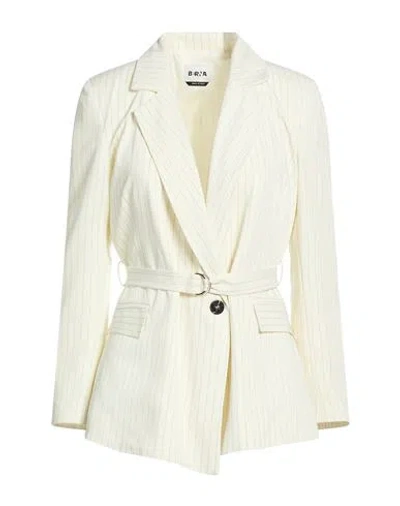 Berna Woman Jacket Slate Blue Size 4 Polyester, Elastane, Viscose In White