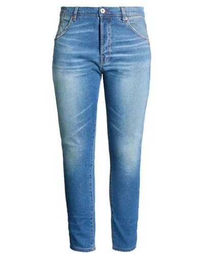 Berna Woman Jeans Blue Size 10 Cotton, Elastane
