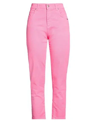Berna Woman Jeans Fuchsia Size 4 Cotton, Elastane In Pink