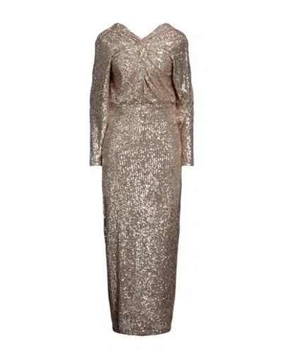 Berna Woman Maxi Dress Sand Size Xs Nylon, Elastic Fibres In Beige