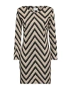 Berna Woman Mini Dress Beige Size L Viscose, Metallic Fiber, Polyester, Elastane In Beige