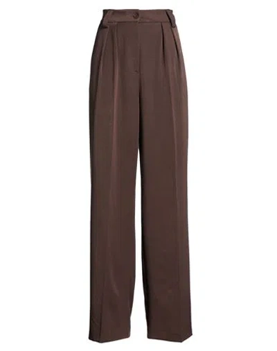 Berna Woman Pants Brown Size 8 Polyester, Viscose, Elastane