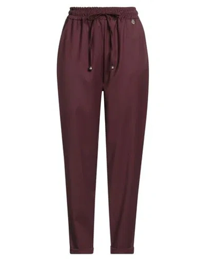 Berna Woman Pants Burgundy Size S Polyester, Viscose, Elastane In Brown
