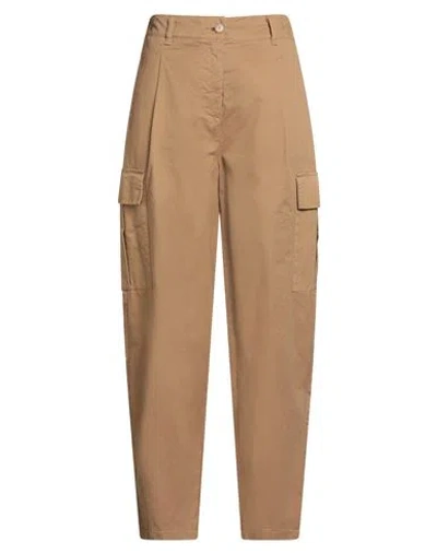 Berna Woman Pants Camel Size 6 Cotton In Nude