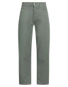 Berna Woman Pants Sage Green Size 8 Cotton, Elastane In Gray