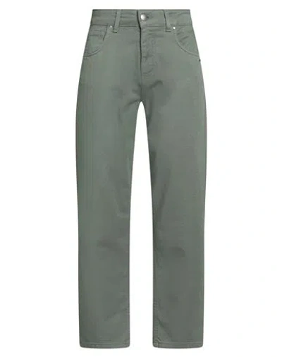 Berna Woman Pants Sage Green Size 8 Cotton, Elastane In Gray