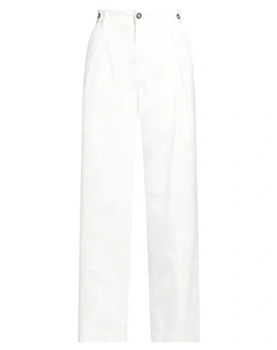 Berna Woman Pants White Size 6 Cotton, Elastane