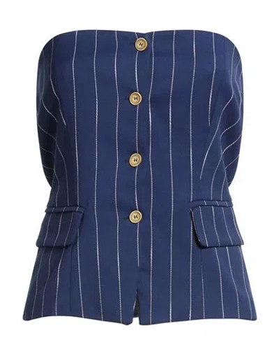 Berna Woman Top Navy Size M Polyester, Viscose, Elastane, Cotton, Acrylic In Blue